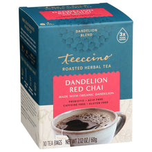 Load image into Gallery viewer, Teeccino Herbal Coffee Dandelion Red Chai 10 Tee Bags