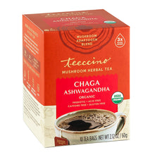 Load image into Gallery viewer, Chaga Ashwagandha Mushroom Herbal Tea - 10 Tea Bag Box