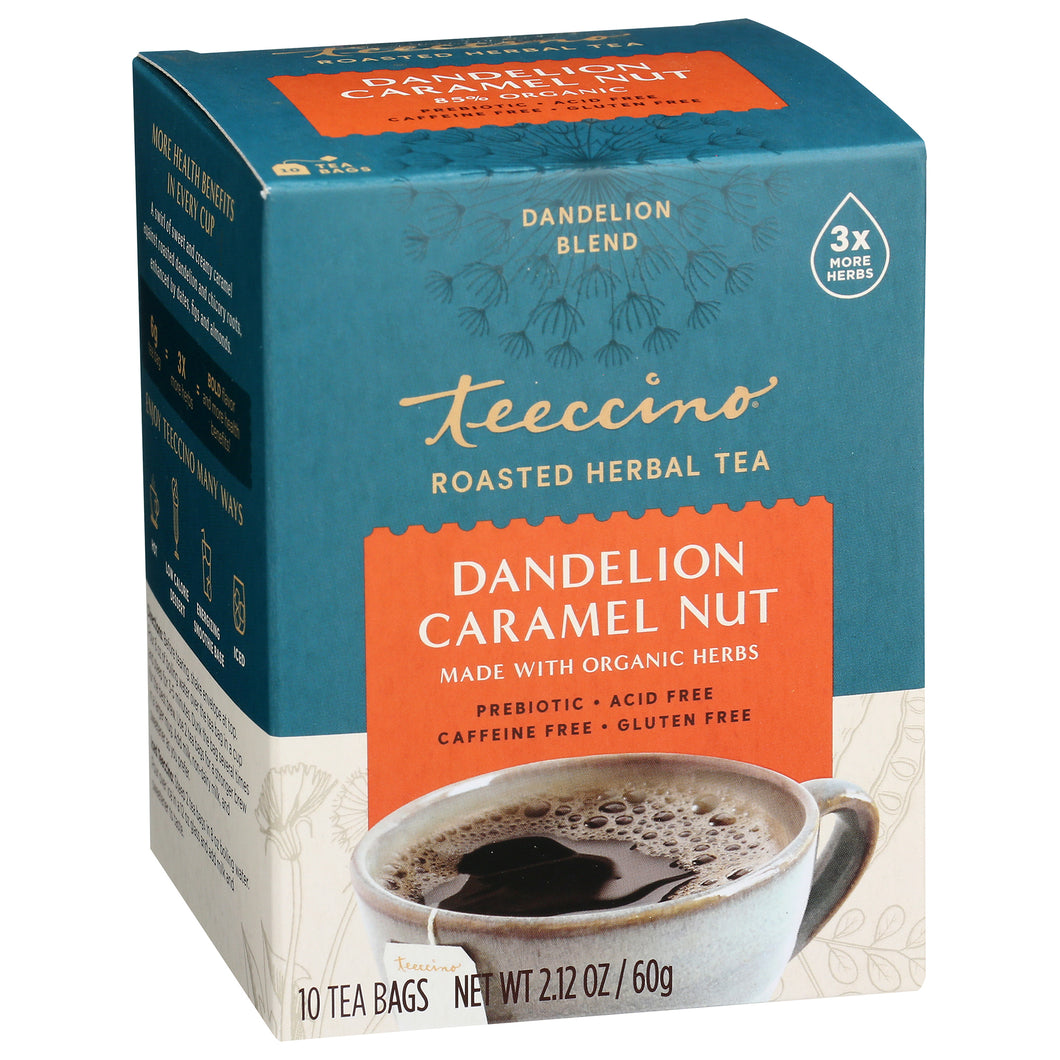 Teeccino Herbal Coffee Dandelion Caramel Nut 10 Tee Bags