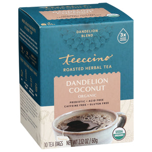 Teeccino Herbal Coffee Dandelion Coconut 10 Tee Bags