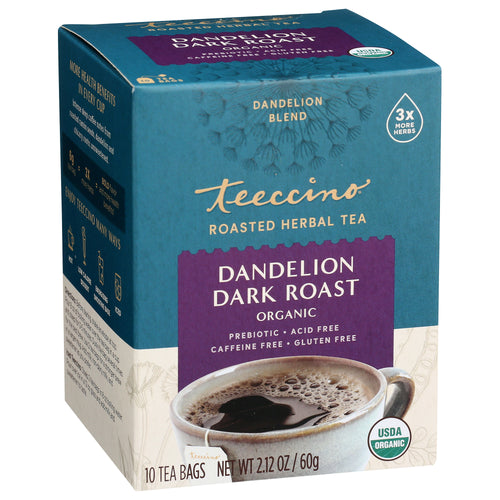 Teeccino Herbal Coffee Dandelion Dark Roast 10 Tee Bags