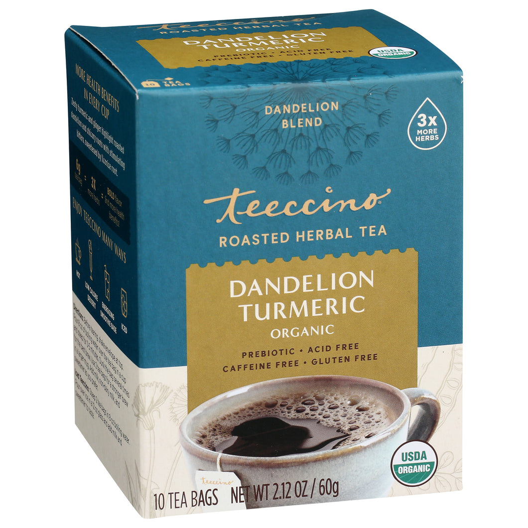 Teeccino Herbal Coffee Dandelion Turmeric 10 Tee Bags