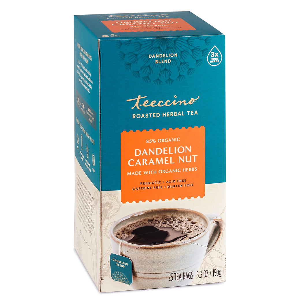 Teeccino Herbal Coffee Dandelion Caramel Nut 25 Tee Bags