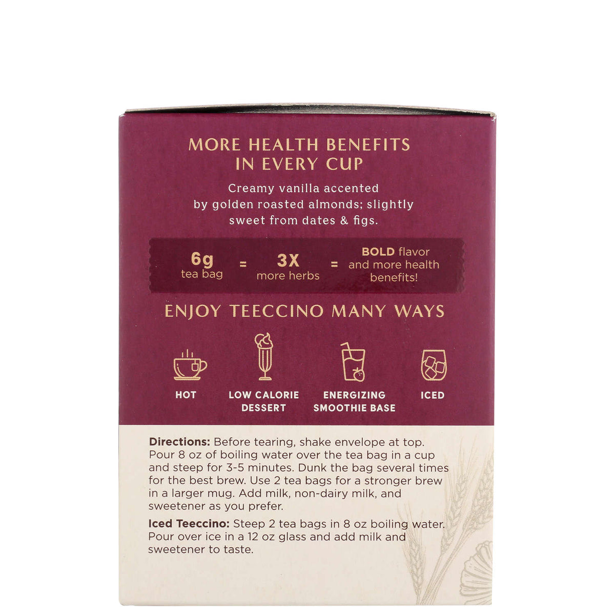 Vanilla Nut Herbal Tea - 10 Tea Bag Box – Teeccino New Zealand Ltd